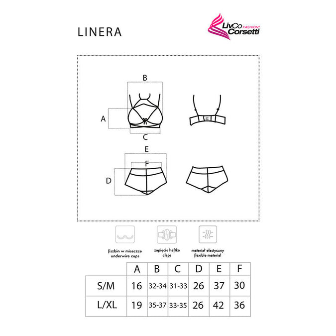 LIVCO CORSETTI FASHION - LINERA FOR THE SENSES COLLECTIE BH + SLIP ZWART L/XL