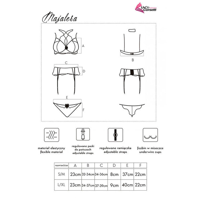 LIVCO CORSETTI FASHION - MAJALESA LC 90526 BH + JARRETELENGORDEL + SLIP ZWART