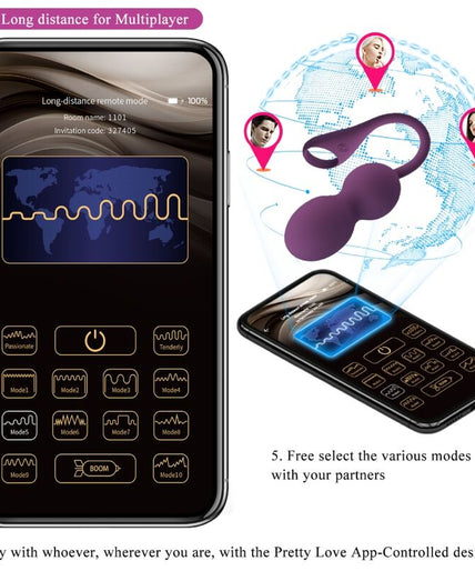 PRETTY LOVE - ELVIRA KEGEL BALLS APP REMOTE CONTROL PURPLE PRETTY LOVE - ELVIRA KEGEL BALLS APP REMOTE CONTROL PURPLE