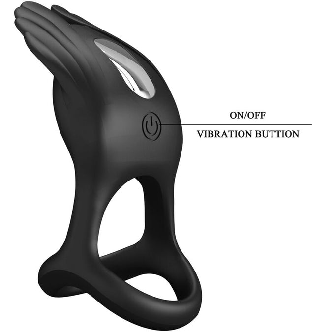 Pretty Love – Silas Vibrant Penis Ring 7 Vibrations Black Silicone