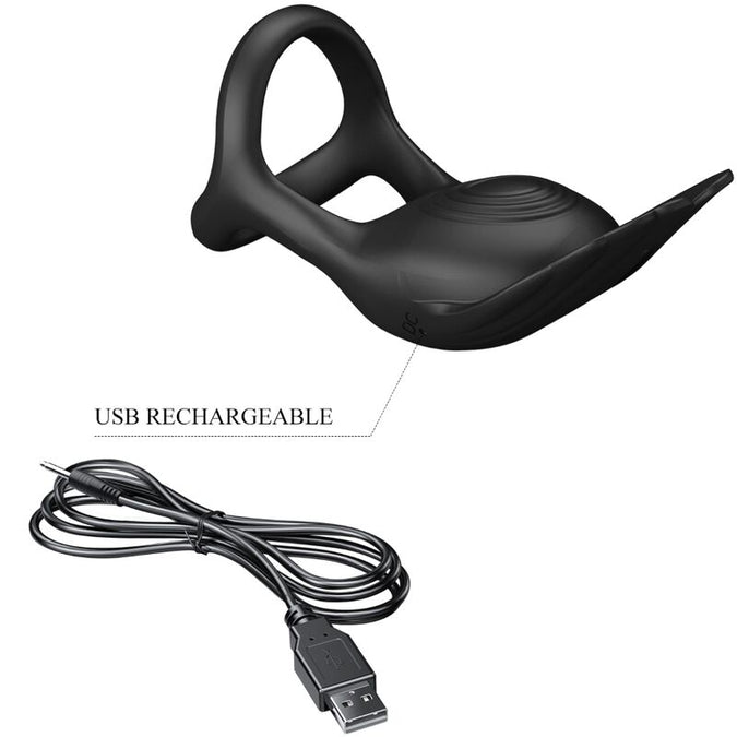 Pretty Love – Silas Vibrant Penis Ring 7 Vibrations Black Silicone