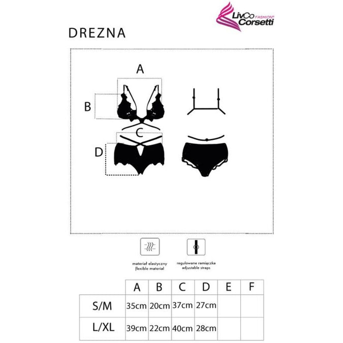LIVCO CORSETTI FASHION - DREZNA LC 90733 BH + SLIP ZWART L/XL