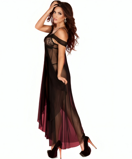 CHILIROSE - CR 3716 BABYDOLL LONG BLACK S/M CHILIROSE - CR 3716 BABYDOLL LONG BLACK S/M