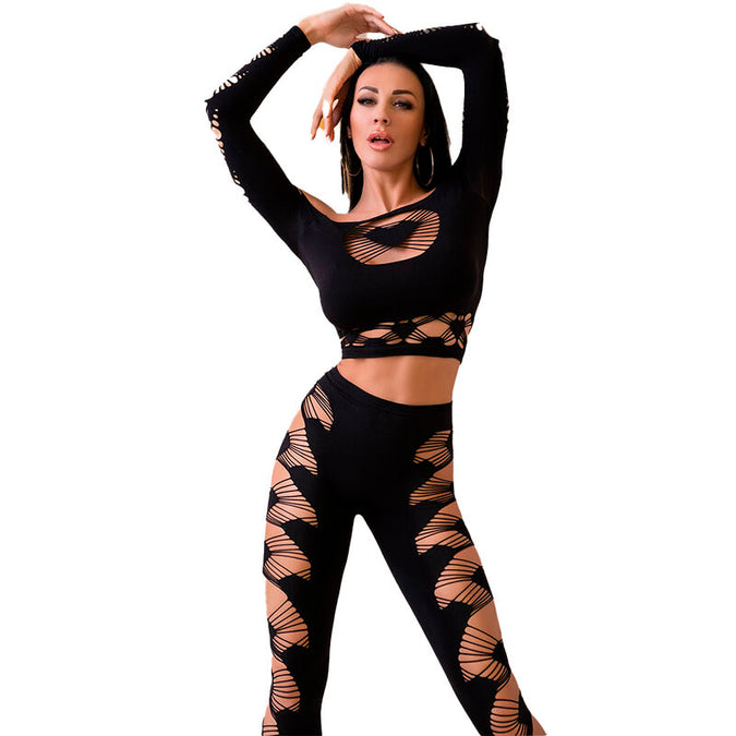 Chilirose – Cr 4436 Top & Leggins Black S/l
