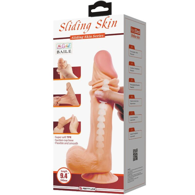 Pleasurements – Pretty Love – Realistische schuifhuid dildo vlees 24 cm