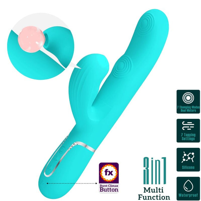 Pretty Love – Perlita Multifunctionele 3-in-1 G-Spot Vibrator Aqua Groen