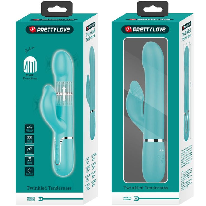 PRETTY LOVE - RABBIT VIBRATOR PEARLS AQUA GROEN