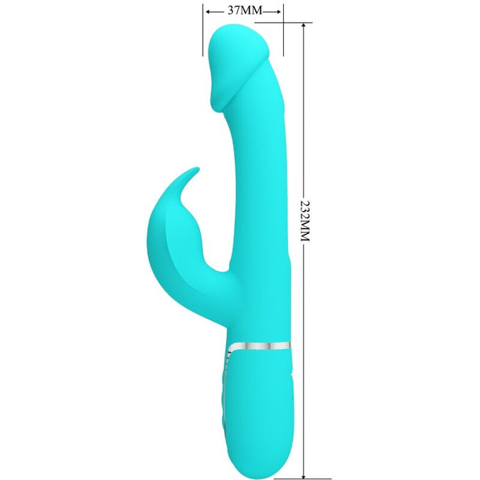 PRETTY LOVE - KAMPAS RABBIT 3-IN-1 MULTIFUNCTIONELE VIBRATOR MET TONG AQUAGROEN