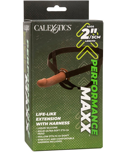 CALEXOTICS - PERFORMANCE MAXX LIFE-LIKE EXTENSION WITH HARNESS BROWN SKIN CALEXOTICS - PERFORMANCE MAXX LIFE-LIKE EXTENSION WITH HARNESS BROWN SKIN