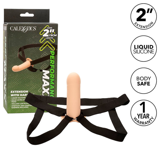 CALEXOTICS - PERFORMANCE MAXX EXTENSION MET HARNESS LICHTE HUIDSKLEUR