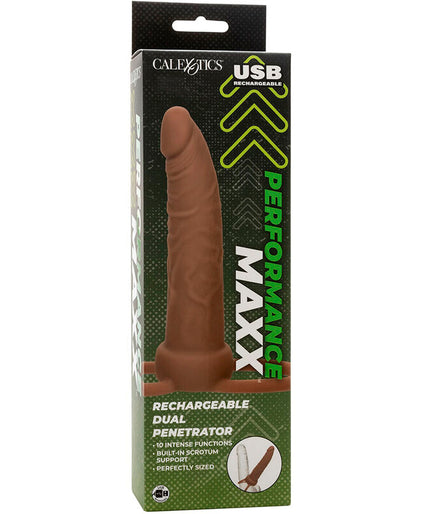 CALEXOTICS - PERFORMANCE MAXX RECHARGABLE DUAL PENETRATOR BROWN SKIN CALEXOTICS - PERFORMANCE MAXX RECHARGABLE DUAL PENETRATOR BROWN SKIN