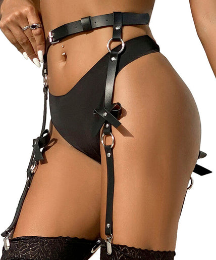 SUBBLIME - LEATHER CHAINLEG HARNESS BLACK ONE SIZE SUBBLIME - LEATHER CHAINLEG HARNESS BLACK ONE SIZE