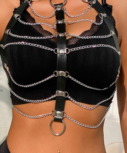 SUBBLIME - CHEST HARNESS LEATHER CHAINS BLACK ONE SIZE SUBBLIME - CHEST HARNESS LEATHER CHAINS BLACK ONE SIZE