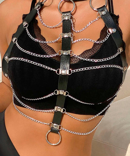SUBBLIME - CHEST HARNESS LEATHER CHAINS BLACK ONE SIZE SUBBLIME - CHEST HARNESS LEATHER CHAINS BLACK ONE SIZE