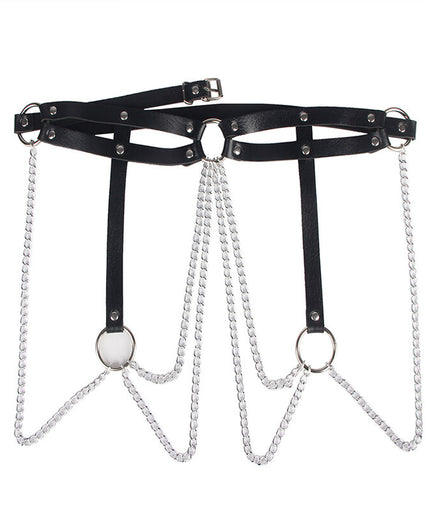 SUBBLIME - LEATHER RING CHAINBELT BLACK ONE SIZE SUBBLIME - LEATHER RING CHAINBELT BLACK ONE SIZE