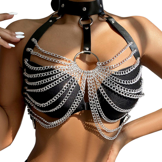 Subblime – Chest Harness With Big Ring Chains One Size