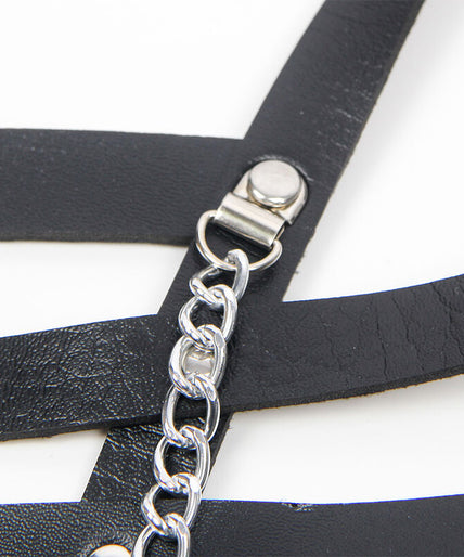 SUBBLIME - CORSET HARNESS WITH CHAINDETAIL ONE SIZE SUBBLIME - CORSET HARNESS WITH CHAINDETAIL ONE SIZE