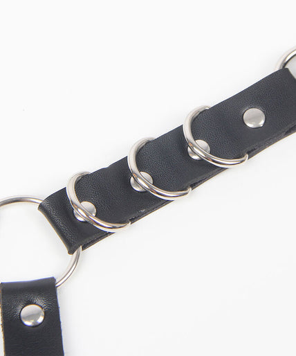 SUBBLIME - BELT AND GARTER HARNESS WITH RINGS AND CHAINDETAIL ONE SIZE SUBBLIME - BELT AND GARTER HARNESS WITH RINGS AND CHAINDETAIL ONE SIZE