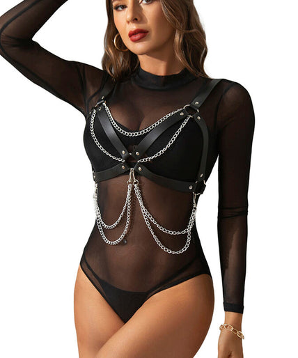 SUBBLIME - HARNESS BRA WITH CHAINDETAIL ONE SIZE SUBBLIME - HARNESS BRA WITH CHAINDETAIL ONE SIZE