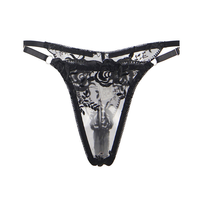 Subblime – Set van 3 stuks Beha + String + Jarretel Bloemenprint Zwart S/m
