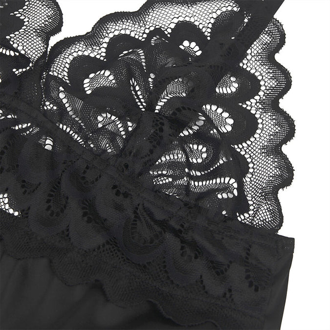 Subblime – Babydoll met bloemenprint op de borst Zwart L/xl