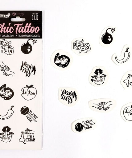 SECRET PLAY - SET OF 10 SPICY COLLECTION TEMPORARY TATTOOS SECRET PLAY - SET OF 10 SPICY COLLECTION TEMPORARY TATTOOS