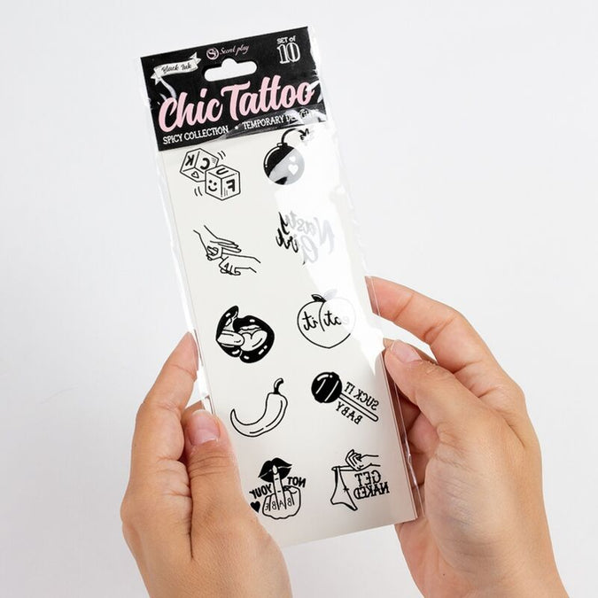 SECRET PLAY - SET VAN 10 PIKANTE TIJDELIJKE TATTOO'S COLLECTIE