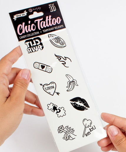 SECRET PLAY - SET OF 10 CANDY COLLECTION TEMPORARY TATTOOS SECRET PLAY - SET OF 10 CANDY COLLECTION TEMPORARY TATTOOS