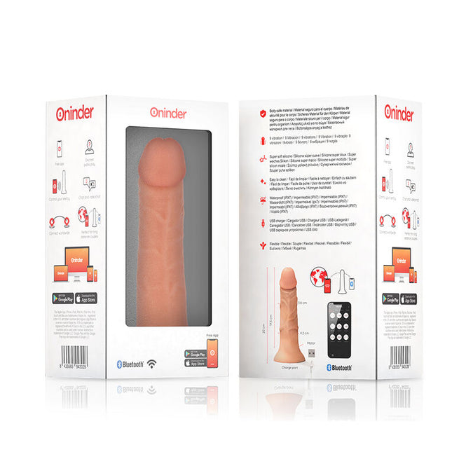 Oninder – Medium Bogotá Vibrator Dildo 9 Speeds Natural 20 Cm – O – 4.2 Cm – Free App