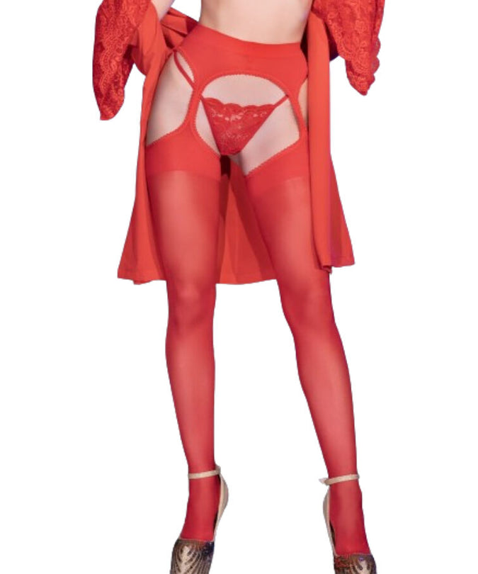 CHILIROSE - CR 4312 GARTER STOCKINGS RED S/M