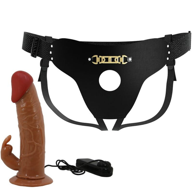 Pretty Love – Marion Harness Universal Briefs With Vibration Dildo 19 Cm Brown