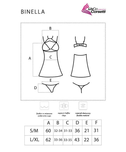 LIVCO CORSETTI FASHION - BINELLA SET BABYDOLL + THONG BLACK LIVCO CORSETTI FASHION - BINELLA SET BABYDOLL + THONG BLACK