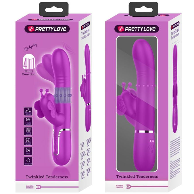 PRETTY LOVE - MULTIFUNCTIONELE KONIJN VIBRATOR 4 IN 1 VLINDER FUCHSIA