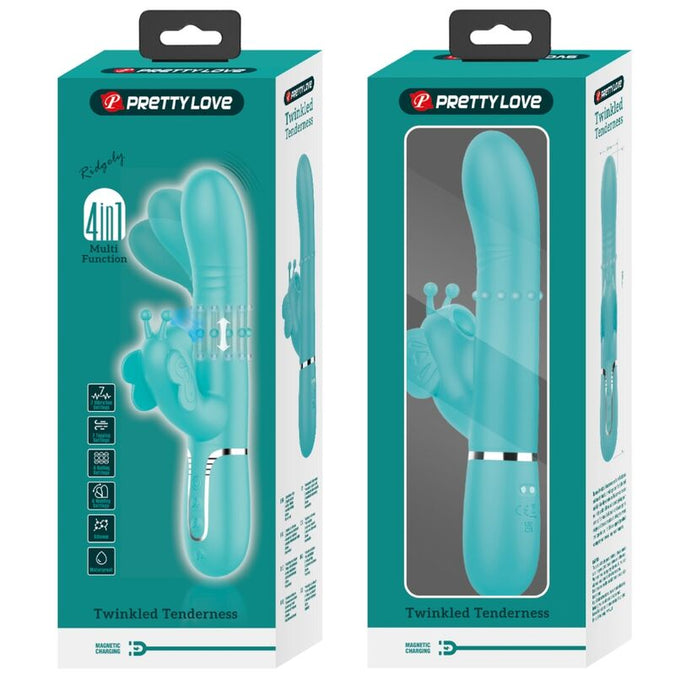 Pretty Love – Multifunctionele konijn vibrator 4-in-1 vlinder aqua groen