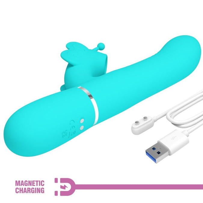 Pretty Love – Multifunctionele konijn vibrator 4-in-1 vlinder aqua groen