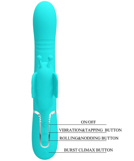PRETTY LOVE - MULTIFUNCTION RABBIT VIBRATOR 4 IN 1 BUTTERFLY AQUA GREEN PRETTY LOVE - MULTIFUNCTION RABBIT VIBRATOR 4 IN 1 BUTTERFLY AQUA GREEN