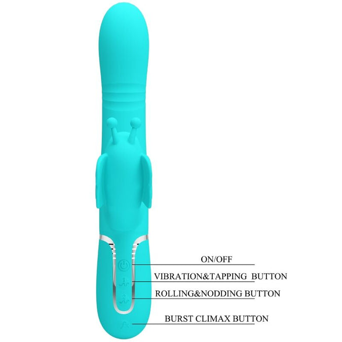 Pretty Love – Multifunctionele konijn vibrator 4-in-1 vlinder aqua groen