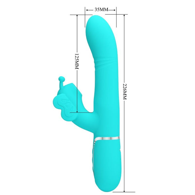 Pretty Love – Multifunctionele konijn vibrator 4-in-1 vlinder aqua groen