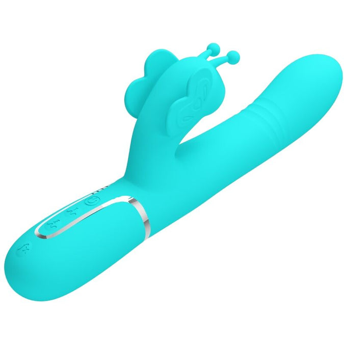 Pretty Love – Multifunctionele konijn vibrator 4-in-1 vlinder aqua groen