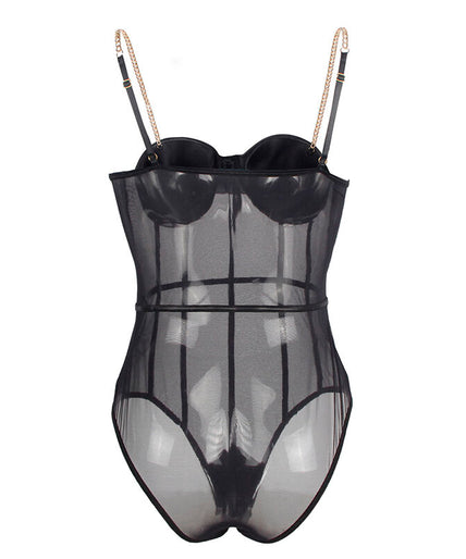 SUBBLIME - BLACK CHAIN SUSPENDERS BODYSUIT S/M SUBBLIME - BLACK CHAIN SUSPENDERS BODYSUIT S/M