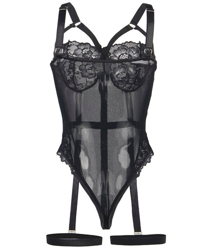 SUBBLIME - TEDDY MET JARRETELBANDJES DETAIL BORST ZWART S/M SUBBLIME - TEDDY MET JARRETELBANDJES DETAIL BORST ZWART S/M