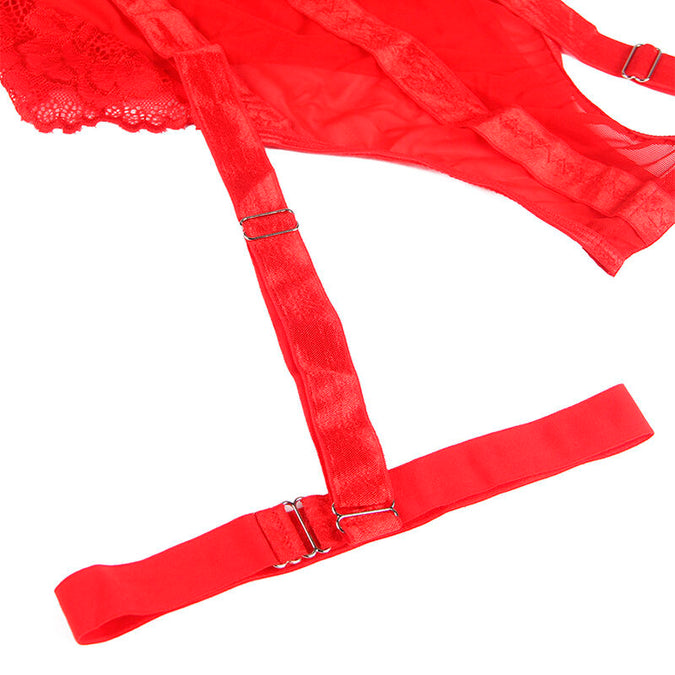 Subblime – Teddy met jarretelbanddetail Borst Rood S/m