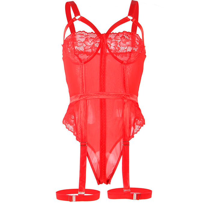 Subblime – Teddy met jarretelbanddetail Borst Rood L/xl