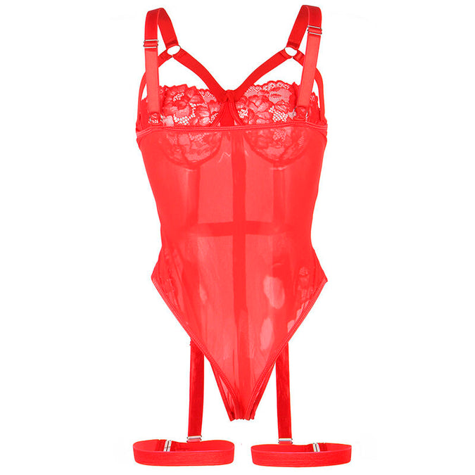 Subblime – Teddy met jarretelbanddetail Borst Rood L/xl