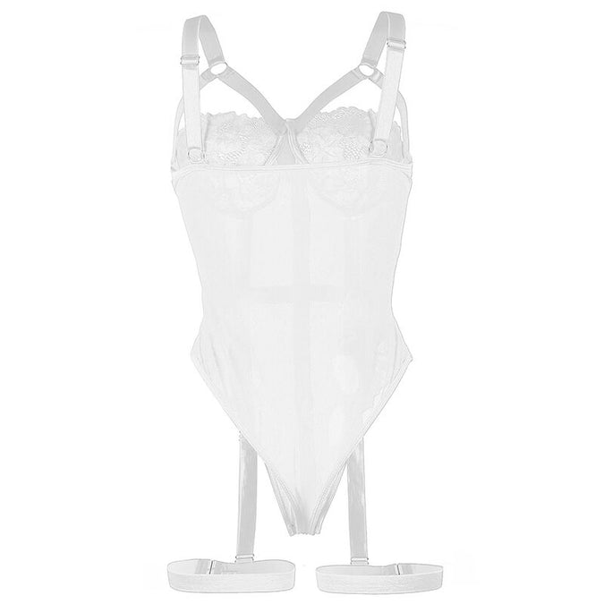 SUBBLIME - TEDDY MET JARRETELBANDJE DETAIL BORST WIT S/M