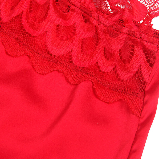 Subblime – Satijnen babydoll met kant Rood S/m