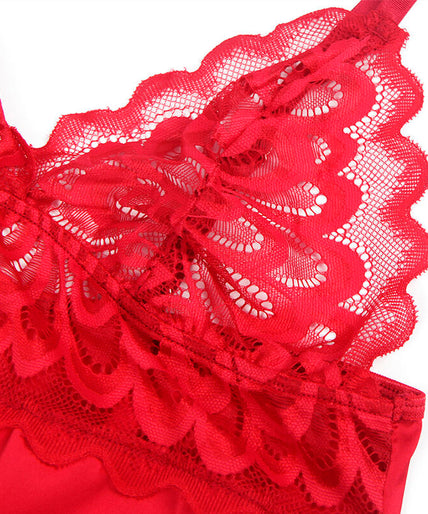 Subblime – Satijnen babydoll met kant Rood S/m Subblime – Satijnen babydoll met kant Rood S/m
