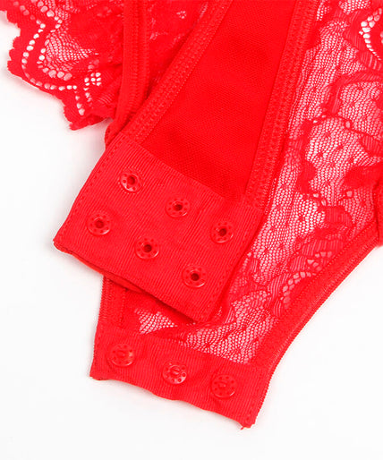 Subblime – Teddy met jarretel met kanten details en strepen rood S/m Subblime – Teddy met jarretel met kanten details en strepen rood S/m