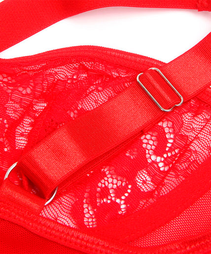 Subblime – Teddy met jarretel met kanten details en strepen rood S/m Subblime – Teddy met jarretel met kanten details en strepen rood S/m