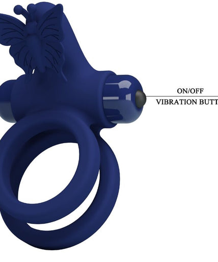 PRETTY LOVE - JAMELE DOUBLE RING WITH VIBRATION & BUTTERFLY STIMULATOR BLUE PRETTY LOVE - JAMELE DOUBLE RING WITH VIBRATION & BUTTERFLY STIMULATOR BLUE